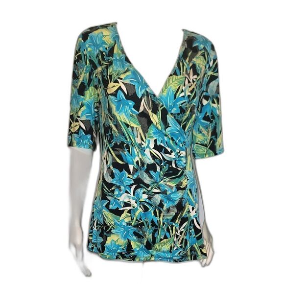 Dana Buchman Cross Over Gathered Side Blouse  - Size M - Picture 1 of 11